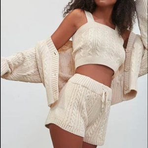 Forever 21 Pantone Cable Knit Shorts and Cardigan Set BNWT